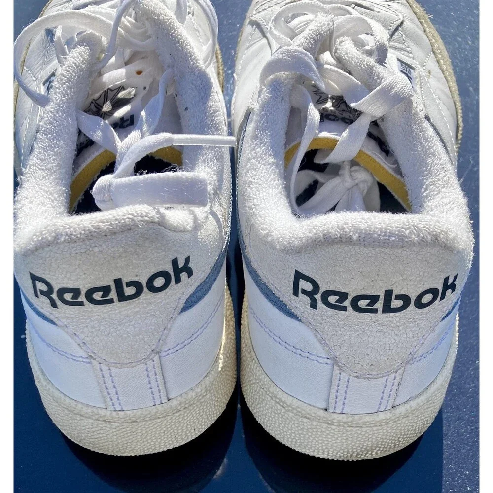 Reebok White Leather Shoes Mens 8.5 Classic Lace Up Low Top Casual Sneakers